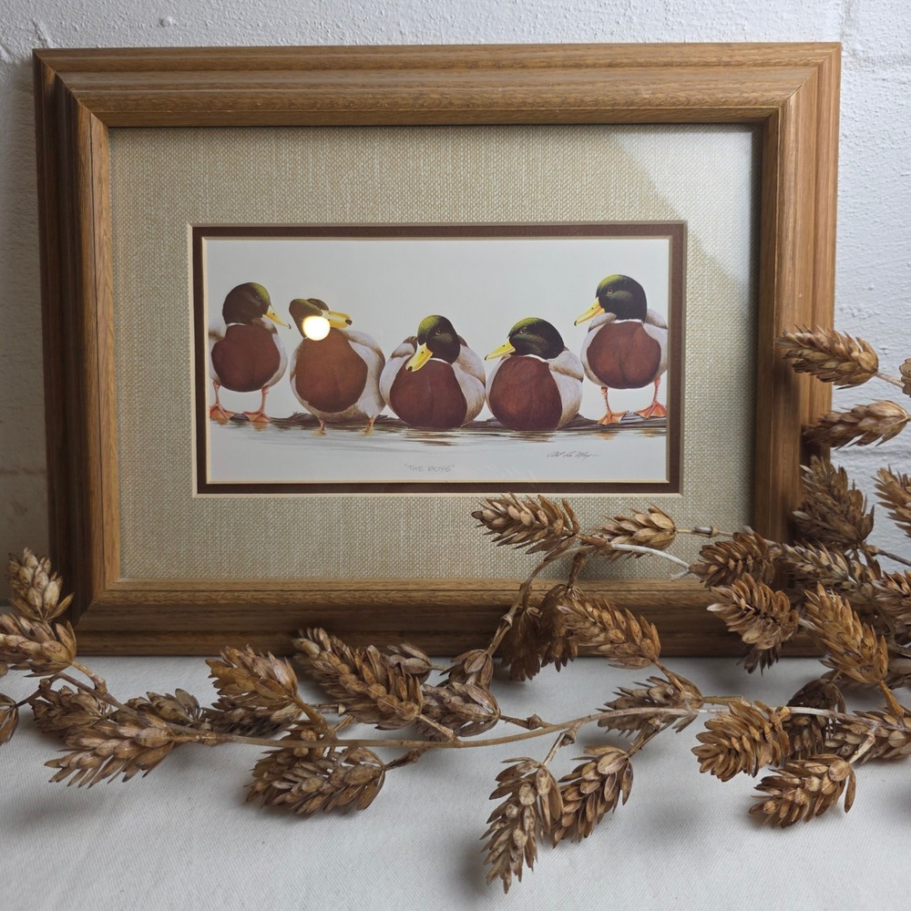 Art LaMay The Boys Framed Mallard Duck Wildlife Print Wood Frame Mat 15x11.5"